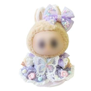 Imagem de Roupas de boneca XWGLFT para bonecas Labubu de 17 cm - vestido roxo