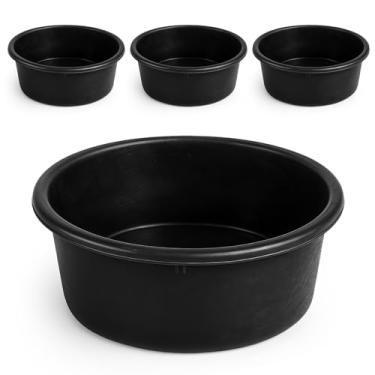 Imagem de MAQUITA Panela de alimentação de borracha de 4 peças, balde de alimentação utilitário, tigela de borracha de 1 galão para banho de poeira de galinha para porco, cabra, frango, cães, fazenda, animais