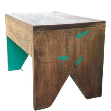 Imagem de Banco Madeira Rústico Flores Verde