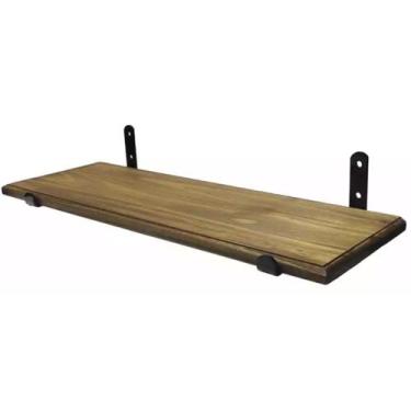 Imagem de Prateleira Madeira Natural 60x30cm Com Suporte Invertido Arredondado A