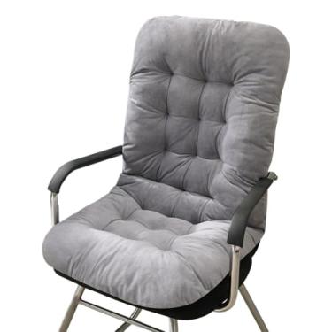 Imagem de Almofada antiderrapante para cadeira de escritório de balanço com laços almofada macia para assento com suporte alto para dormitório, carro, escritório, pátio (cinza claro)