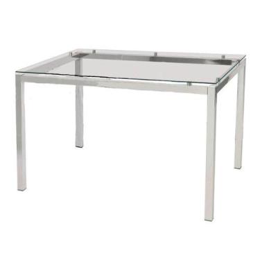 Imagem de Mesa de Jantar Retangular com Tampo de Vidro Tube Cromada 120 cm - Cri