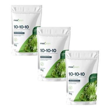 Imagem de Fertilizante Mineral Maxgreen 10-10-10 1kg Npk Adubo Kit 3un - FORTH J