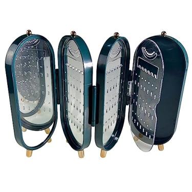 Imagem de Organizador Bijuterias Porta Joias Caixa Dobrável com Espelho Espaçoso P/Brinco Colar Pulseira (Verde)
