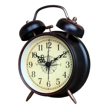 Imagem de Relógio Despertador Retrô Vintage para Mesa de Cabeceira, Preto