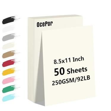 Imagem de 50 folhas de papel cartolina creme, papel colorido para impressora 21 x 28, cartolina grossa para artesanato, scrapbook, impressão de escritório, convites, certificados, 41,7 kg/250gsm