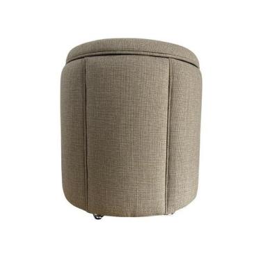 Imagem de Puff Redondo Baú Não É Segredo Debrum Linho Palha 40X45