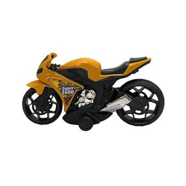 Imagem de Moto de Brinquedo Esportiva com Fricção, Kit 2 Unidades, Amarelo, 36 cm