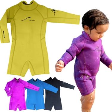 Imagem de Selective HA Roupa de mergulho para bebês, bebês, crianças, ultrasoft de neoprene de 1,5 mm e 2,5 mm, manga comprida, roupa de mergulho curta, Yamamoto e versões tradicionais de neoprene (amarelo