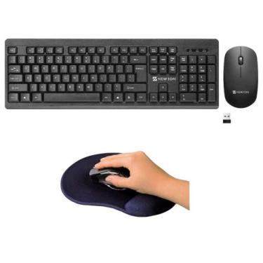 Imagem de Teclado e Mouse sem fio Preto Wireless Teclas Macias + Mouse Pad Ergon