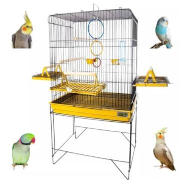 Imagem de Viveiro Gaiola Calopsita, Papagaio - Completa - Grande Luxo (Amarelo/black)