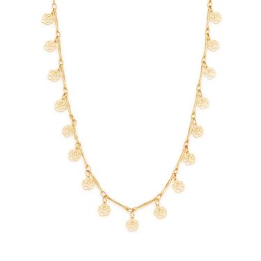 Imagem de Colar Rommanel Banhado A Ouro Fio Palito Com Pequenas Flores Rosas 531940