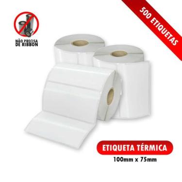 Imagem de Etiqueta Térmica Adesiva 75x100mm (7,5x10cm)  500 Unidades  Compatível
