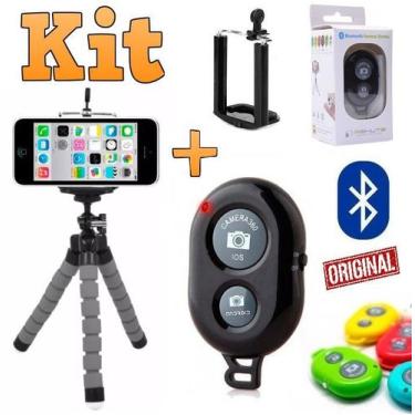 Imagem de Kit Youtuber Mini Tripé Flexível Para Câmera Celular Universal + Contr
