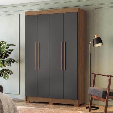 Imagem de Guarda-Roupa Solteiro Santos Andirá Sarandi com 4 Portas, 2 Gavetas e 4 Prateleiras - 130cm de largura