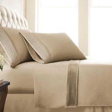 Imagem de Southshore Fine Living, Inc. Jogo de lençol solteiro GG, bege, com bolso extra profundo, solteiro GG com lençol de cima e elástico, 1 fronha padrão | Roupa de cama fácil de cuidar | Areia macia
