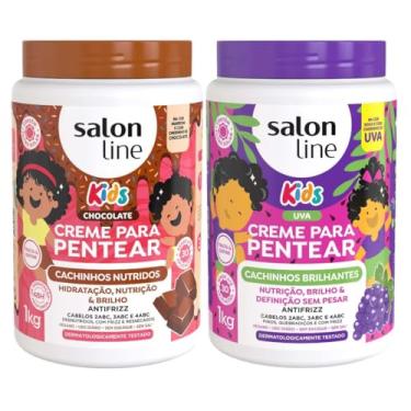 Imagem de Kit com 2 Cremes para Pentear Kids Chocolate e Uva 1Kg Salon Line