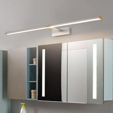 Imagem de GZZBMY Lâmpada de parede LED com haste retrátil de 18 cm a 26 cm, espelho de banheiro, à prova d'água, alumínio, espelho, iluminação de parede, arandela, espelho, galeria de pinturas (luz quente