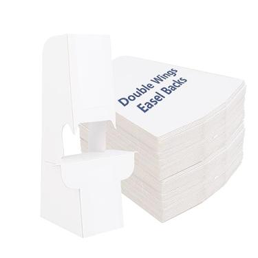 Imagem de SHUESS Pacote Com 100 Cavaletes De Papelão Autoadesivos 7" Asas Duplas Autoadesivas Brancas, Porta-Retratos E Suporte Para Arte A Granel, Aplicação Rápida Fácil, Exiba Suas Placas, Fotos, Brochuras