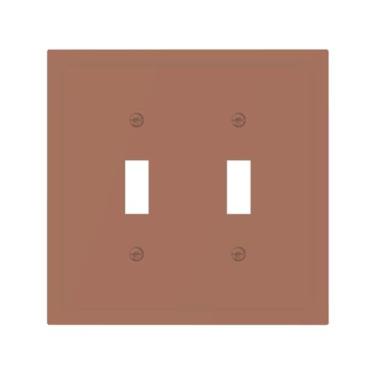 Imagem de LOLREAI Placa de cobertura para interruptor de luz, marrom mocha, 2 gangs, capas de placa de interruptor duplo, placa decorativa para tomada elétrica, placa frontal para banheiro, quarto, decoração de