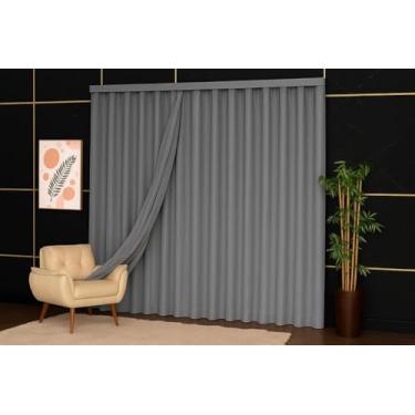 Imagem de Cortina Trilho Suíço Voil De Linho Forro Blackout 4,00x2,80