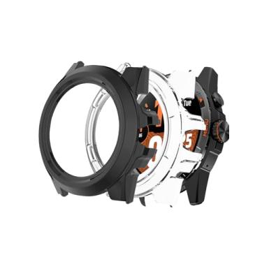 Imagem de Capa para smartwatch Ticwatch Atlas, protetor de tela rígido WUNIAK para Ticwatch Atlas, vidro temperado 9H ultrafino cobertura total à prova de choque, (pacote com 2, transparente + preto)