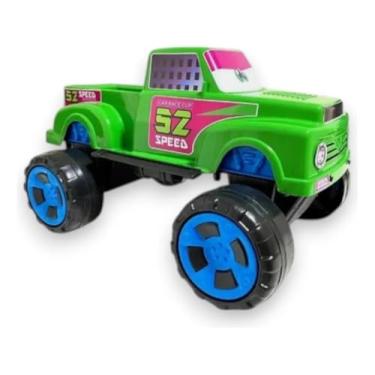 Imagem de Caminhonete Pickup Monster Carrinho de Brinquedo, Grande 37 cm, Roda Livre, BG Plas (VERDE)