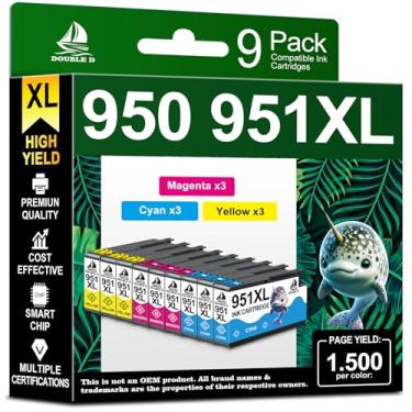 Imagem de Cartuchos de tinta 951XL compatíveis com HP 951XL use com HP OfficeJet Pro 251dw 276dw 8100 8600 8610 8620 8615 8625 8630 Series (3 ciano, 3 magenta, 3 amarelos, pacote com 9)