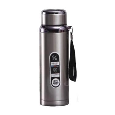 Imagem de Garrafa Térmica Inox 600ml com Strass Squeeze Camping Vedação Prata