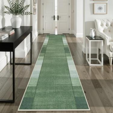 Imagem de Uphome Tapete de corredor moderno, 60 x 25 cm, lavável, quadriculado, antiderrapante, resistente a manchas, tapete de entrada geométrico, camada baixa, tapete longo e macio para corredor, quarto