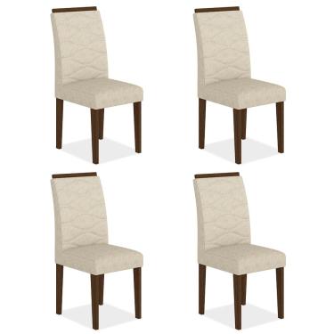 Imagem de Kit 4 Cadeiras Estofadas Everest Comfort Imbuia/suede Bege - Ma
