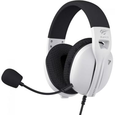 Imagem de Headset Gamer Fuxi-H5d, Microfone Destacável, Adaptador Y 3.5mm para PC, Drivers de 50mm, Preto/Branco
