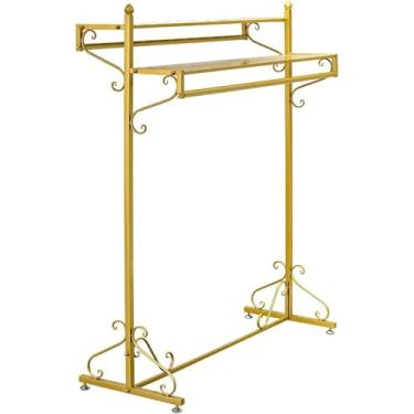 Imagem de Roupas De Chão De Metal Para Serviço Pesado Roupas De Exibição De Lojas De Varejo Haste De Suspensão Dupla Prateleiras De Lojas De Roupas De Grau Comercial Cabide De Secagem Casac, C, 120cm