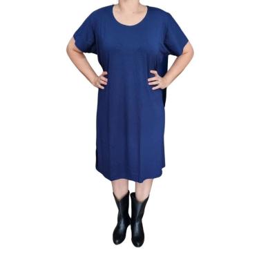 Imagem de Vestido Rodher Básico MC Azul Marinho Plus Size