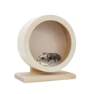 Imagem de Pequeno animal de estimação brinquedo roda de exercício Hamster madeira mudo corrida spinner roda brinquedo para rato gerbil ratos chinchilas hedgehogs porco-da-índiaWontee S