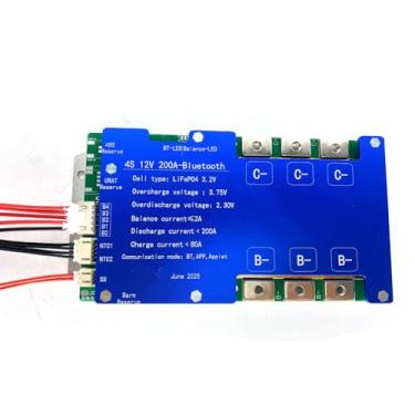 Imagem de Placa de proteção de parâmetros ajustáveis 4S 200A 12V Smart BMS BT LiFePO4 Li-ion LTO Active Balance