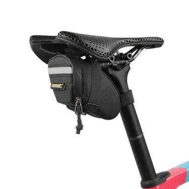 Imagem de Rhinowalk Bolsa pequena para selim de bicicleta, bolsa de ferramentas para bicicleta sob o assento, à prova d'água, refletiva, com fecho de zíper e bolso interno de malha para bicicletas de montanha