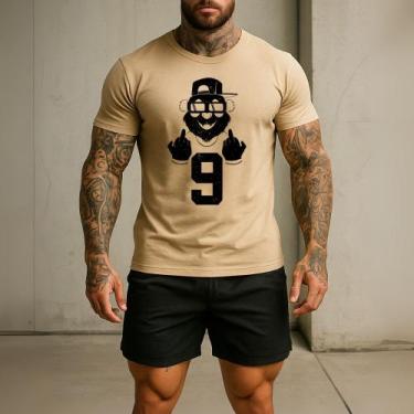 Imagem de Camiseta Masculina Ref 247 Urso 9 Dedo Blusa Estampada Manga Curta Alg