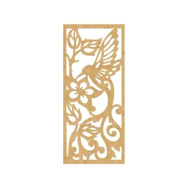 Imagem de Quadro Decorativ Mdf Cru Beija-Flor Tribal 40X20Cm