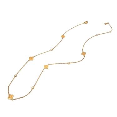 Imagem de Colar gargantilha de trevo de quatro folhas, prata esterlina e ouro, joias femininas, colar gargantilha de designer, presente de sorte perfeito para boa sorte, assemelha-se às tendências da moda