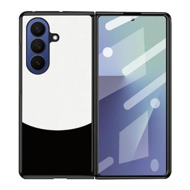 Imagem de LTLMYDAM Capa fina para Samsung Galaxy Z Fold 7, capa protetora de tela de vidro temperado de couro com bloqueio de cor moderna, branca, dobra 7