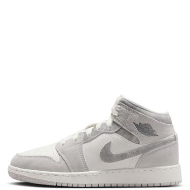 Imagem de Nike Meninos Tênis Infantil Air Jordan 1 Mid Se Big (Fq8088-002, Cinza Neutro/Vela/Cinza Fumaça) Tamanho 6