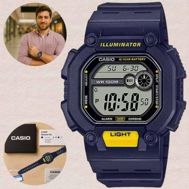Imagem de Relógio de Pulso Masculino Casio Standard Illuminator Quadrado Prova Dágua 10 ATM Digital Esportivo Azul W-737H-2AVDF