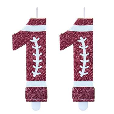 Imagem de CasaPopz Número de velas de aniversário de futebol para bolo, marrom número 11, topo de bolo, topo de cupcake para decoração de festa de aniversário, suprimentos de lembrancinhas