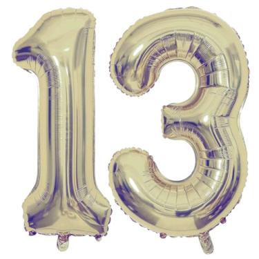 Imagem de Champagne Gold 13 Number Balloons, 40 Inch Giant Number 13 Balloons Foil Mylar Helium Light Gold Number Balloons for 13th Birthday Party Supplies Anniversary Event Celebration Decorations