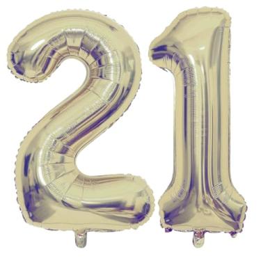 Imagem de Champagne Gold 21 Number Balloons, 40 Inch Giant Number 21 Balloons Foil Mylar Helium Light Gold Number Balloons for 21th Birthday Party Supplies Anniversary Event Celebration Decorations