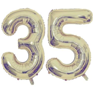 Imagem de Champagne Gold 35 Number Balloons, 40 Inch Giant Number 35 Balloons Foil Mylar Helium Light Gold Number Balloons for 35th Birthday Party Supplies Anniversary Event Celebration Decorations