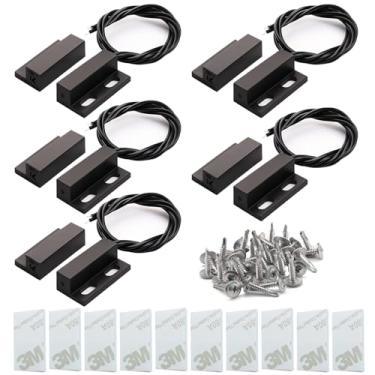 Imagem de Gebildet 5Pcs Recesso com Fio Janela de Segurança Portão Contato Sensor Alarme Interruptor Reed Magnético Preto, Sensor Magnético Da Porta, Interruptor Magnético Normalmente Fechado