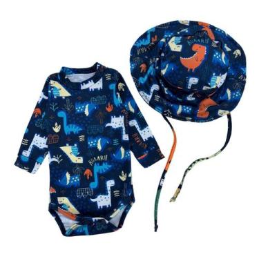 Imagem de Kit Body + Chapéu Bebê Proteção Solar Praia Piscina Verão - Fofotinhos