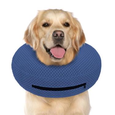Imagem de Supet Coleira inflável de cone para cães pararem de lamber, coleira de donut para cães após cirurgia, cone macio para cães pequenos, médios e grandes